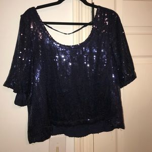 Free People NavyBlue Sparkle top